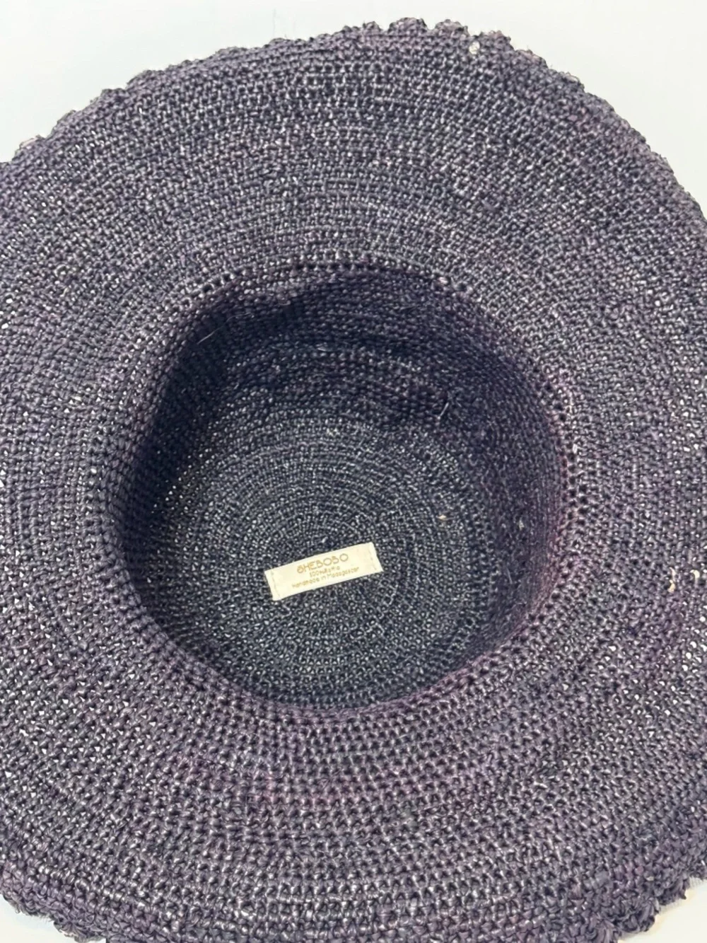 SHEBOBO Handmade Madagascar Raffia Wide Brim Sun Hat Black Boho Beach